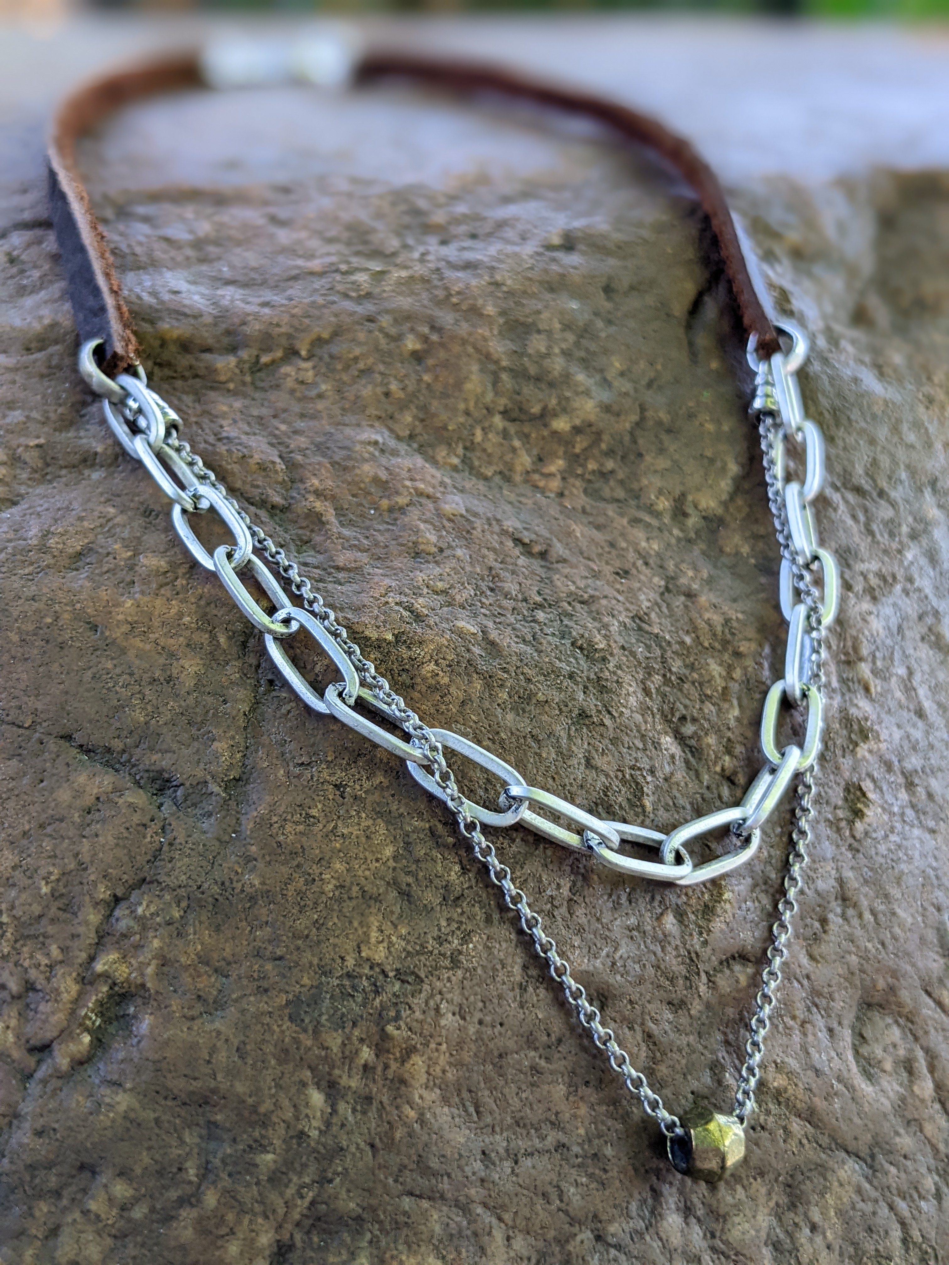 Double layered silver necklace