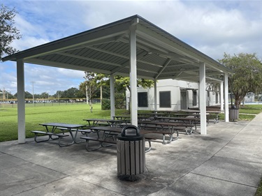Photo of an extra large pavilion at the Hankins Park Neighborhood Center.