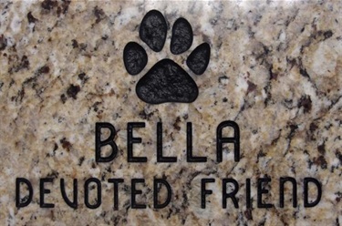 Sample 6 inch by 9 inch engraved granite plaque reading 