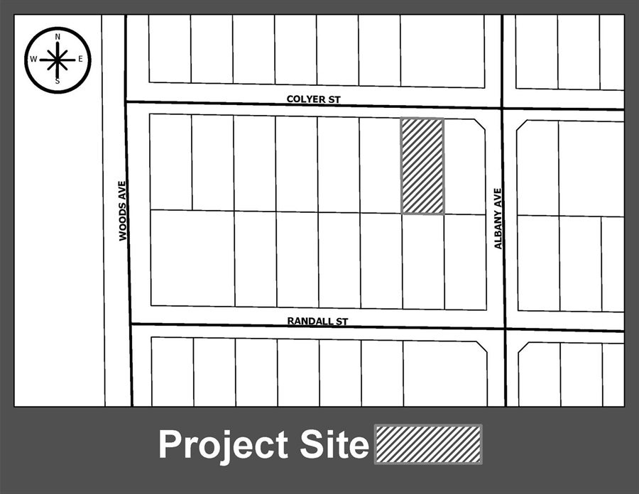 Location Map of 1028 Colyer Street Aerial view map of 1028 Colyer Street, Orlando, Florida, 32805, which is located on the south side of Colyer Street and is the second property to the west of Albany Avenue, in the Holden/Parramore Neighborhood.